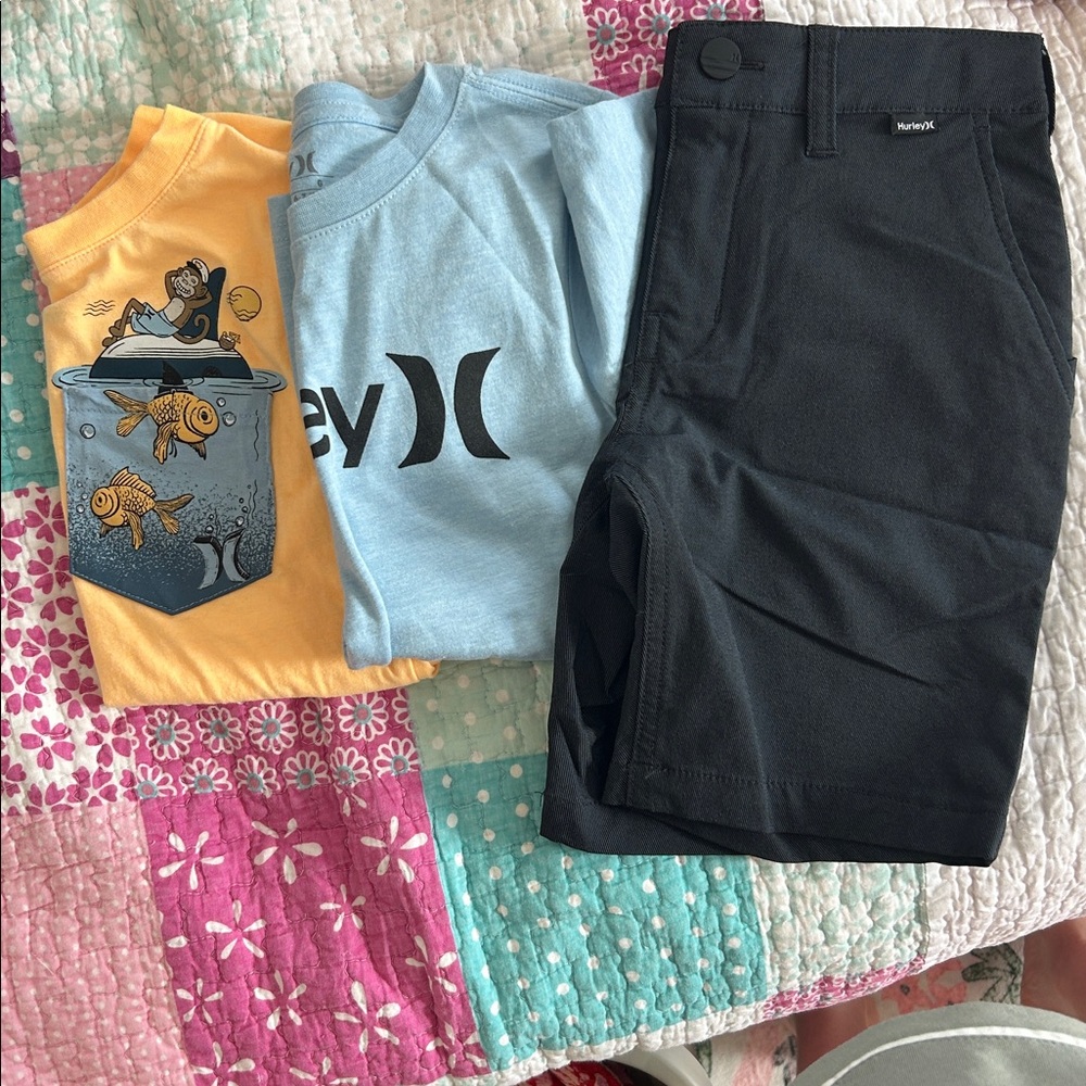 Hurley Light Blue T-shirts and Shorts bundle